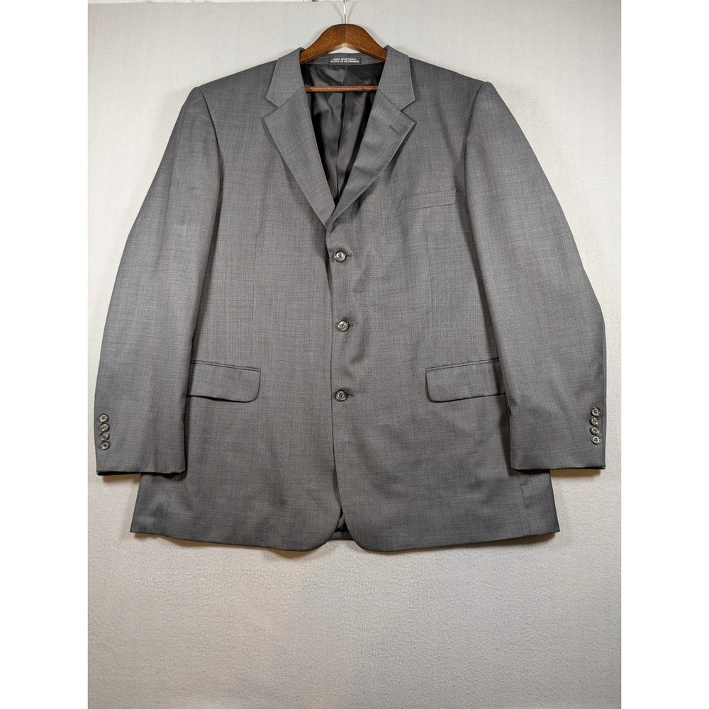 Stafford Mens Grey 100% Pure New Wool Blazer Sport Coat 48L 551-5035